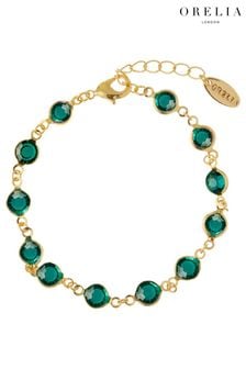 Orelia London Vergoldetes Ketten-Armband mit smaragdgrünen Steinen (195173) | 38 €
