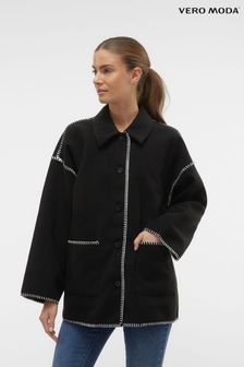 VERO MODA Black Stitch Detail Button Up Oversized Jacket (195220) | 307 QAR