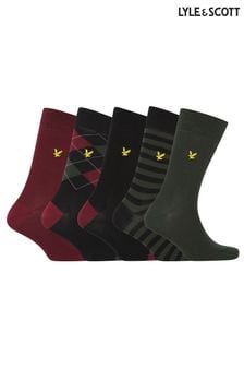Lyle & Scott Harold Red Cotton Socks 5 Pack (195440) | AED64