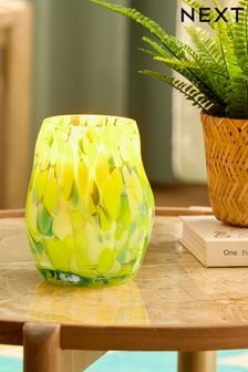 Green Confetti Glass Hurricane Candle Holder (195541) | CA$45