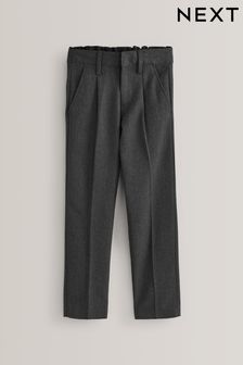 Grey Slim Waist School Pleat Front Trousers (3-17yrs) (195612) | $18 - $32