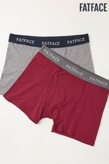 FatFace Burgundy Red Plain Boxers 2 Pack (195808) | 140 SAR