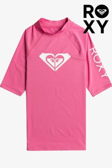 Rosa - Roxy Mädchen Kurzärmeliges Sonnenschutz-Shirt mit Herzlogo (195819) | 34 €