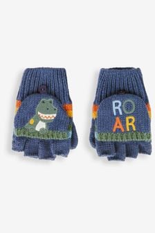JoJo Maman Bébé Indigo Boys' Dinosaur Striped Gloves (196034) | €26