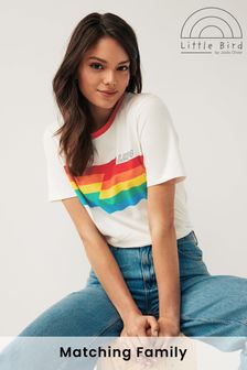 Little Bird by Jools Oliver Red Adults Short Sleeve Rainbow Stripe T-Shirt (196049) | €28