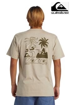 Бежевая футболка с тропическим принтом на спине Quiksilver Breeze (196184) | €36