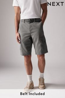 Charcoal Grey Belted Cargo Shorts (196249) | $47