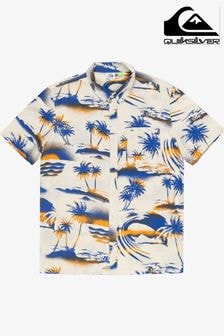 Quicksilver Palm Printed Airbrush White Shirt (196491) | $127