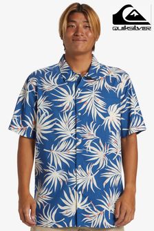 Quicksilver Blue Leaf Print Beachclub Short Sleeve Shirt