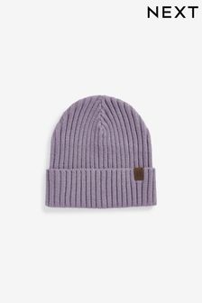 Mauve Purple Knitted Rib Beanie Hat (1-16yrs) (196707) | €4 - €7