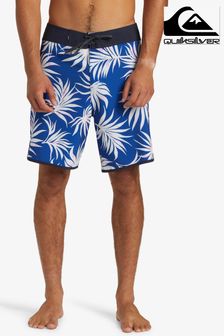 Quicksilver Blue Leaf Print Surfsilk Board Shorts