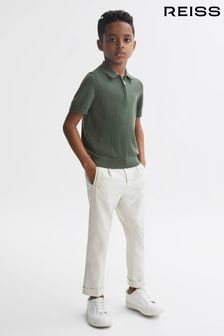 Reiss Ivy Green Maxwell Senior Merino Zip Neck Polo T-Shirt (197468) | €46