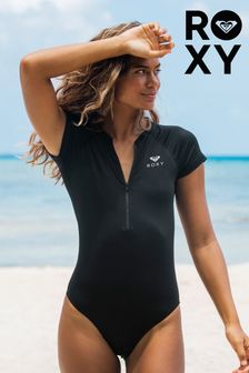 Roxy Logo Zip Black Swimsuit