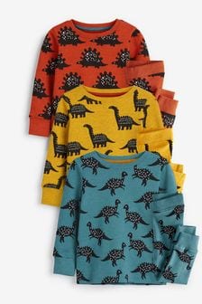 Red/Yellow/Teal Blue - 3 Pack Snuggle Pyjamas (9mths-12yrs) (197774) | BGN66 - BGN89