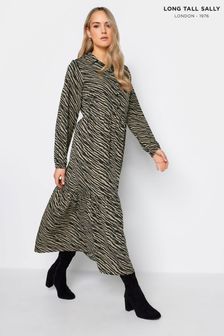 Long Tall Sally Black Zebra Print Tiered Maxi Dress (197864) | $58