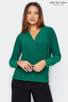 Long Tall Sally Green ITY Wrap Top (198323) | AED150