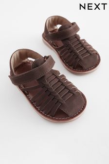 Chocolate Brown Leather Closed Toe Sandals (198473) | KRW42,700 - KRW51,200