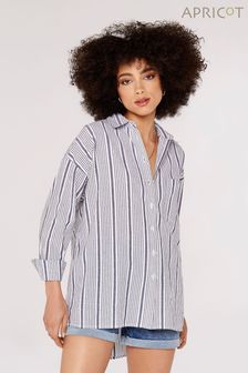 Apricot Cream & Grey Woven Stripe Oversized Shirt (198510) | ￥6,170