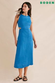 Boden Blue Cut-Out Linen Midi Dress (198627) | €81