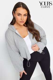 Yours Curve Grey Cropped Zip Through Hoodie (198685) | €13.50