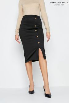 Long Tall Sally Black Button Detail Midi Skirt (198863) | kr389