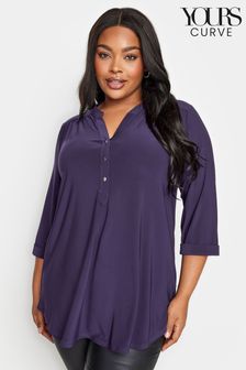 Yours Curve Purple Half Placket Jersey Blouse (198947) | AED144