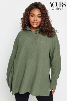 Yours Curve Green Quarter Zip Jumper (198981) | AED172