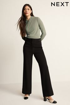 Black Tailored Ponte Metal Detail Wide Leg Trousers (199289) | TRY 968