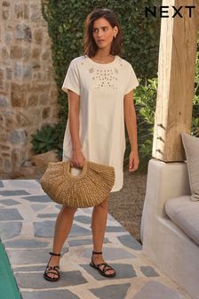 Embroidered Jersey Summer Mini Dress