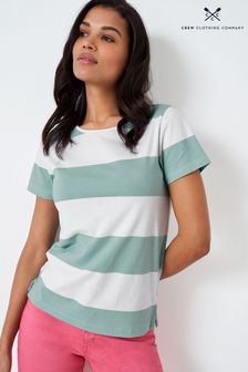 Crew Clothing Company White Stripe Cotton Casual T-Shirt (199705) | €12