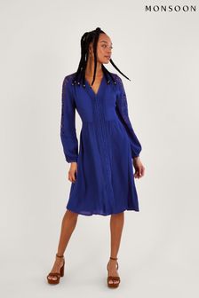 Modra obleka s čipkasto obrobo iz materiala Lenzing™ Ecovero™ Monsoon Hope (199750) | €48