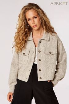 Apricot Grey Textured Woven Shacket (199962) | $106