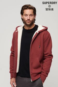 Superdry Red Essential Borg Lined Zip Hoodie (1BF615) | 322 QAR