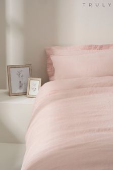 Truly Blush Pink Linen Duvet Cover Double (1GH648) | kr2,337