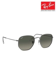 Srebrny - Okulary przeciwsłoneczne Ray-Ban ze średniej wielkości płaskimi soczewkami sześciokątnymi (1HD926) | 1,035 zł