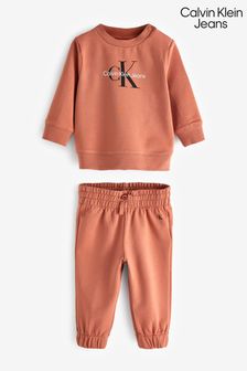 Calvin Klein Orange Monogram Sweatshirt Set (1J8913) | $148