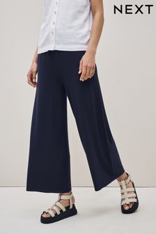 Navy Blue Jersey Culotte Trousers (1QB913) | €16
