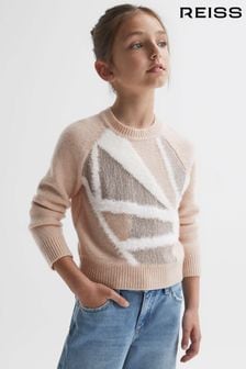 Reiss Pink Madeline Junior Fair Isle Knitted Jumper (200375) | AED346