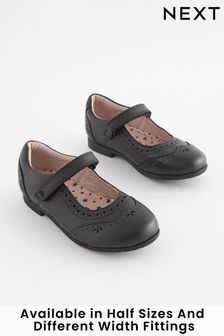 Black Wide Fit (G) Premium Leather Mary Janes (200859) | €47 - €58