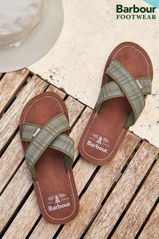 Barbour® Olive Green Tartan Toeman Beach Sandals (200971) | €52