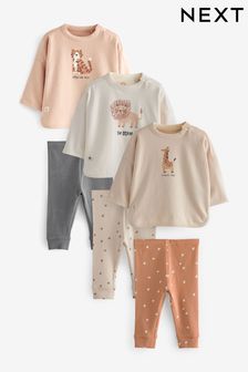 Neutral Safari Baby T-Shirts And Leggings Set 6 Pack (201074) | OMR13 - OMR14