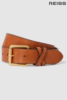 Reiss Tan Annie Leather Buckle Belt (201482) | 42,840 Ft