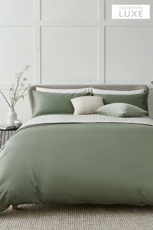 Sage Green Collection Luxe 400 Thread Count 100% Egyptian Cotton Sateen Duvet Cover And Pillowcase Set (201983) | €66 - €108