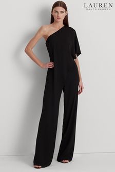 Lauren Ralph Lauren Cape Georgette One Shoulder Black Jumpsuit (202096) | €159
