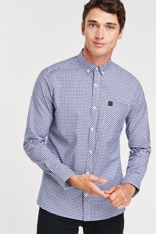 Navy Blue/White Regular Fit Gingham Long Sleeve Shirt (202221) | R469