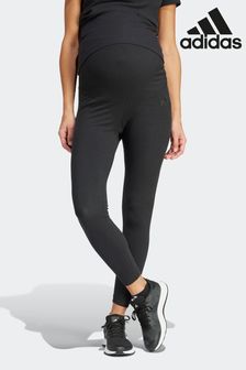 adidas Black Maternity Sportswear Ribbed High Waist 7/8 Leggings (202314) | 188 QAR