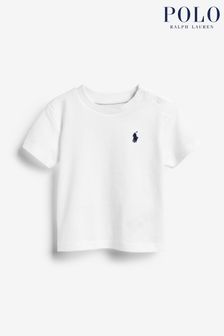 Alb - Tricou pentru copii Polo Ralph Lauren din jerseu cu logo (202701) | 247 LEI