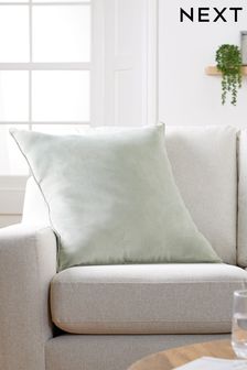 Sage Green Soft Velour Large Square Cushion (203064) | 8,150 Ft
