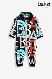 Baker By Ted Baker Black Baby Boy Letter Romper