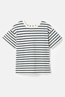 Creme und Marineblau - Joules Vorgewaschenes T-Shirt mit Streifen (204629) | 20 € - 23 €